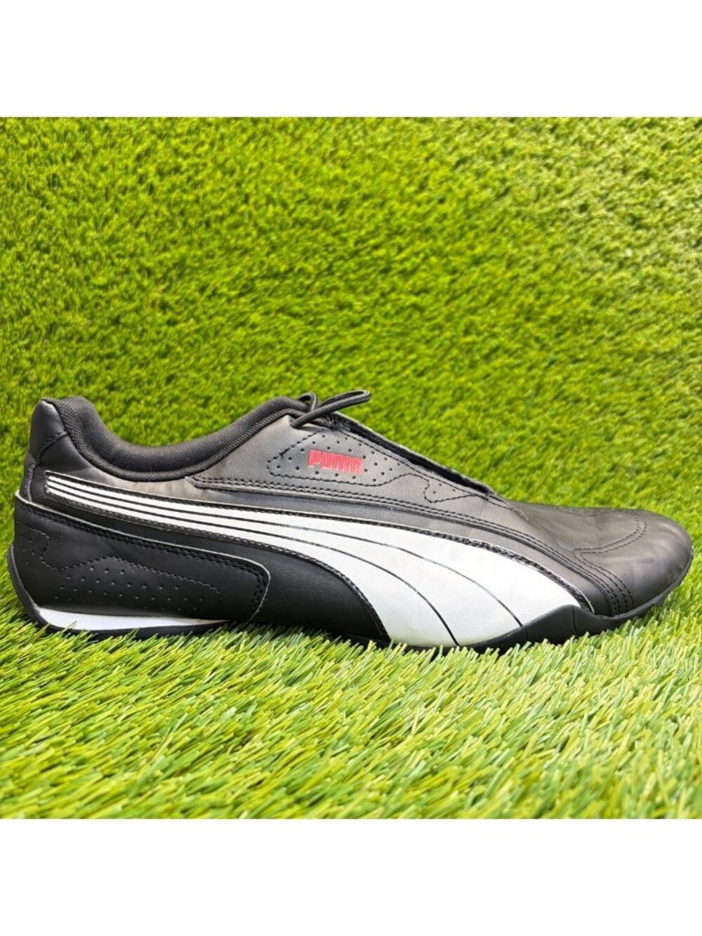 Puma Redon Bungee Mens Size 13 Black White Athletic Leather Shoes Sneakers